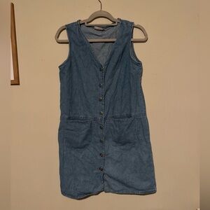 GUC Vintage Blue Denim Button down  Sleeveless Dress with Pockets